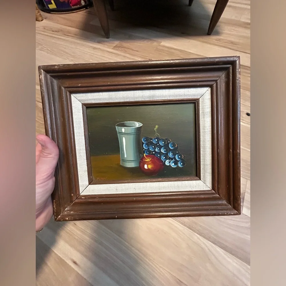 Hand Crafted Brown and White Framed Still Life Pair
